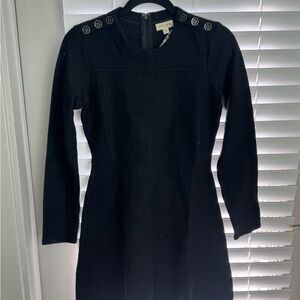 Maison Jules Black Long Sleeve Dress with Button Accents
